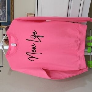 New Oversized Grafic Sweater New Life Blokecore Y2k Pink Size Small Blokecore